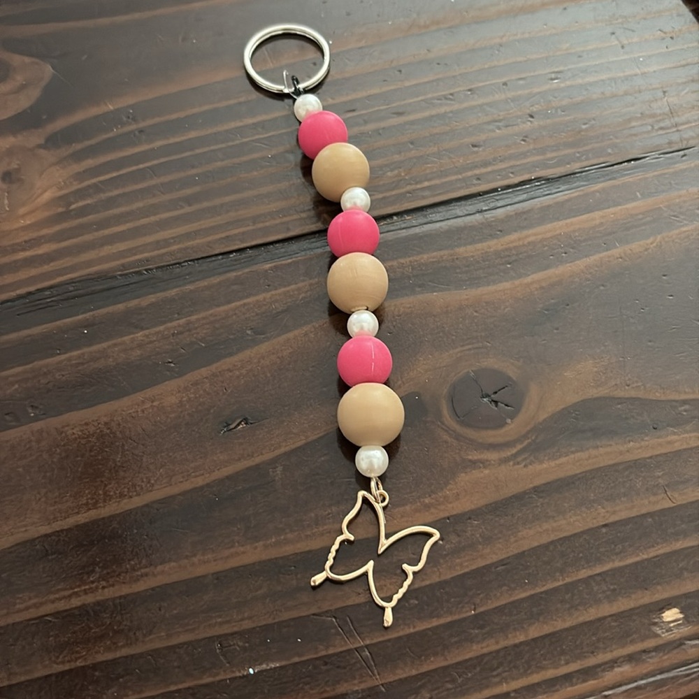 Butterfly Charm Beaded keychain, purse or backpack charm.